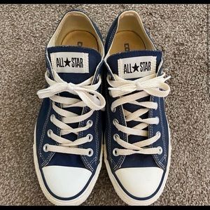 Navy blue and cream converse
